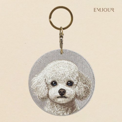 EMJOUR EMJOUR 雙面刺繡吊飾 - 白貴賓 | 模擬刺繡