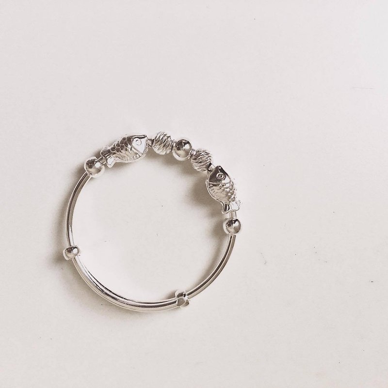 999 sterling silver baby bracelet Pisces / Mile of the hi / Mileage / anniversary gift - Bracelets - Other Metals Silver