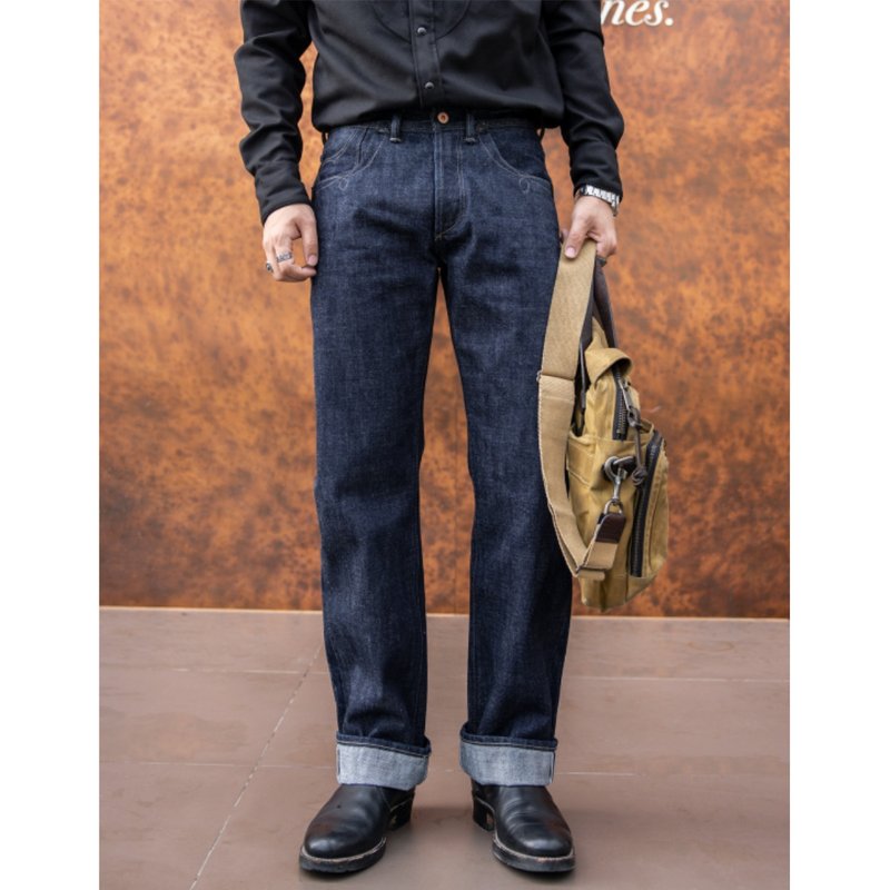 牛王系列 634版型 寬鬆直筒 18oz 巴黎扣 預縮處理 INDIGO DENIM - 男長褲/休閒褲 - 棉．麻 藍色