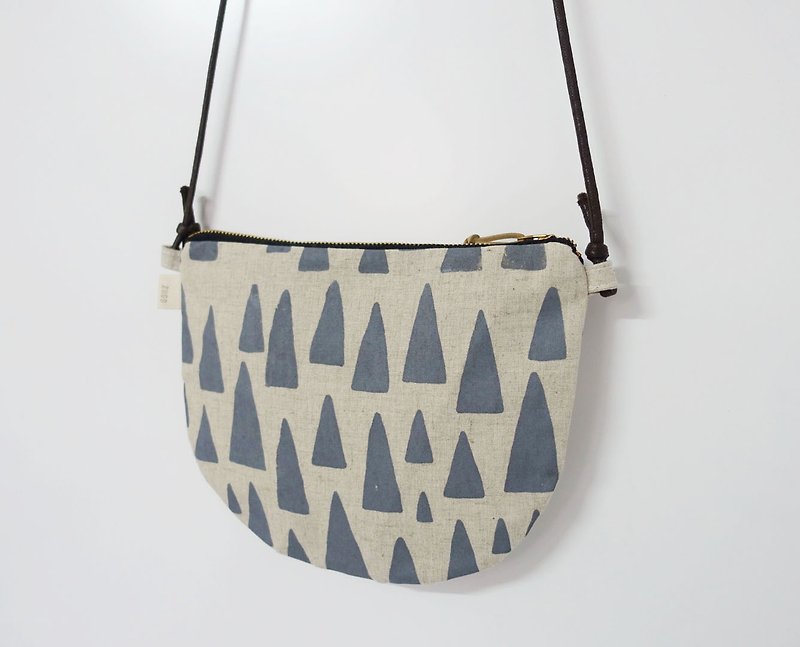 Screen printing  Zipper bag forest gray - Messenger Bags & Sling Bags - Cotton & Hemp Gray