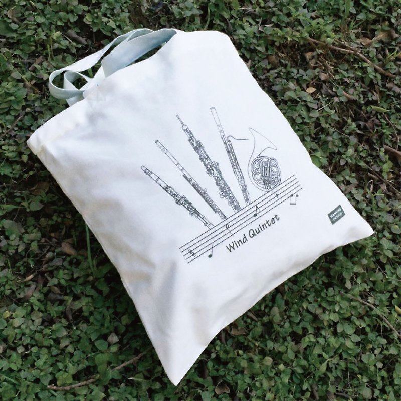 WD Music Series Tote Bag-Woodwind Quintet Spot + Pre-Order - กระเป๋าถือ - ผ้าฝ้าย/ผ้าลินิน ขาว