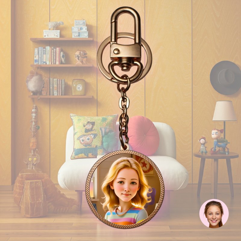 OneMe AI-generated Caricature Metal Key Holder(Free Artwork) - ที่ห้อยกุญแจ - โลหะ 