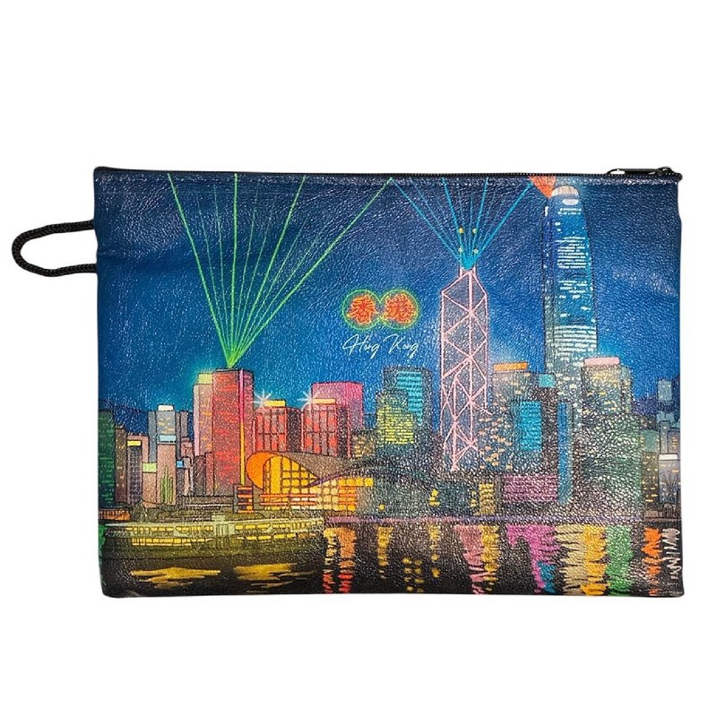 香港尖沙咀夜景小袋子 - 化妝包/收納袋 - 人造皮革 