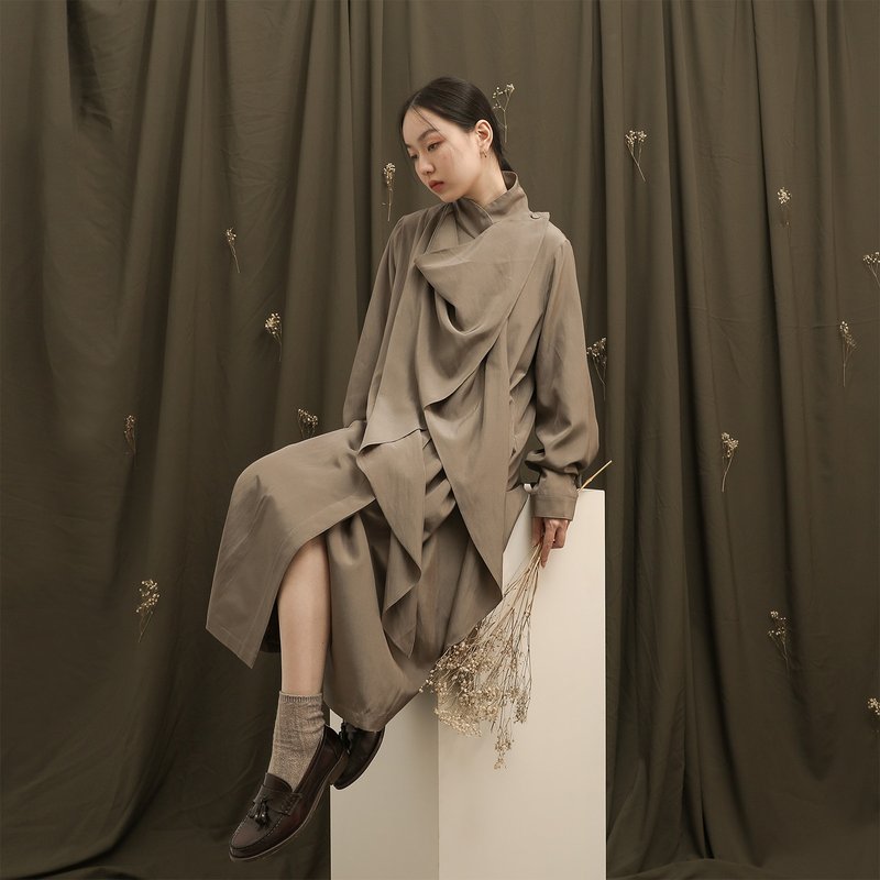 Orchid_Chunlan multi-layered Brown - One Piece Dresses - Polyester Brown