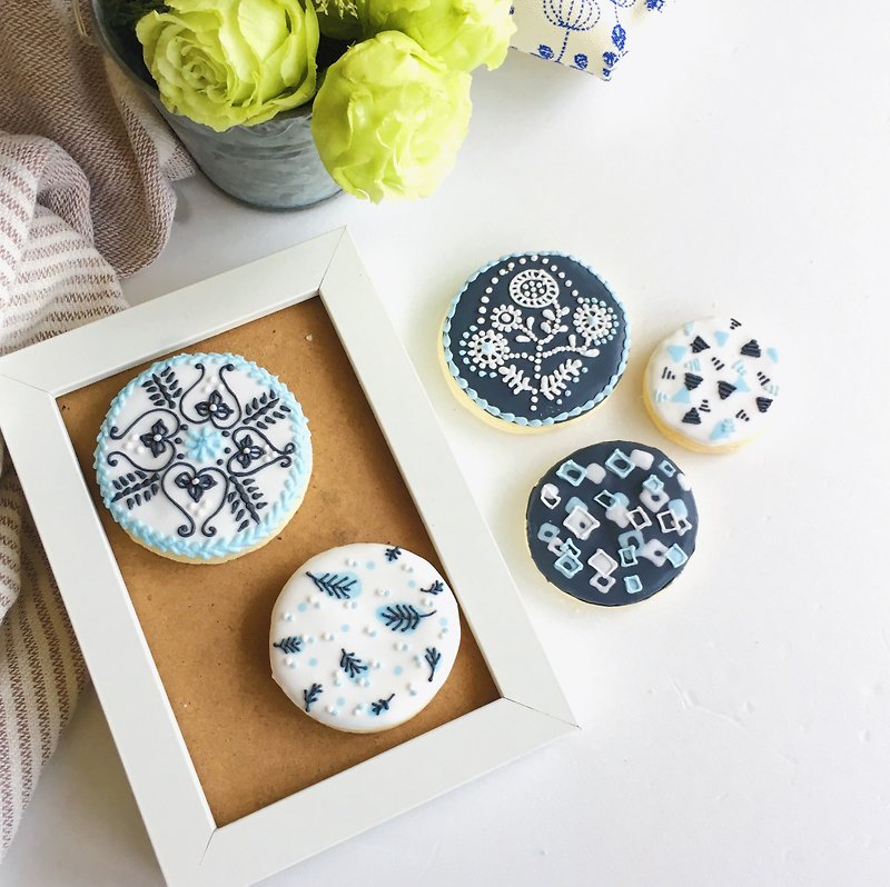 [Warm sun] candy biscuits ❥ Nordic wind geometric embroidery (gift the most fashionable!) ❥ pure hand-painted design biscuit combination**Please contact us before ordering** - คุกกี้ - อาหารสด 