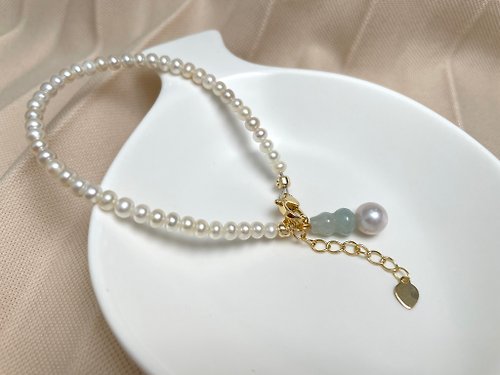 Athena珍珠設計 玉葫蘆 天然淡水巴洛克珍珠 手環手鏈