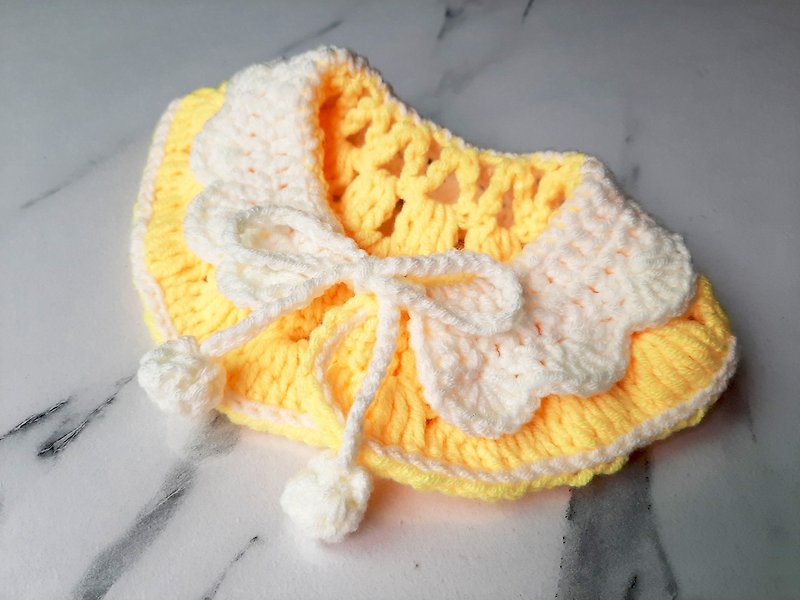 Cloudy YELLOW LACE Cat collar Crochet Handmade - Collars & Leashes - Polyester Yellow