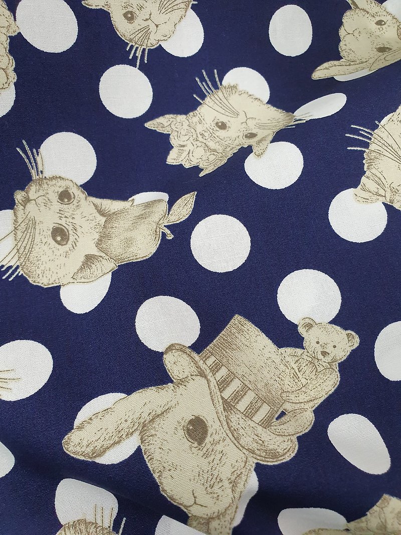【HiGh MaLi】客製 經典漁夫帽 //藍點兔兔 #遮陽  #禮物 #日本布 - 帽子 - 棉．麻 藍色