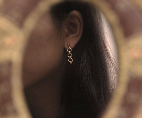 生生蔓 :: 復古黃銅手作飾品 .vintage accessories 簡約黃銅鎖鏈耳環