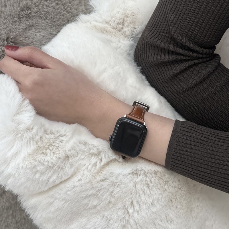 Vegetable vegan leather slimfit watch strap - Apple watch, Galaxy watch - สายนาฬิกา - วัสดุอีโค 