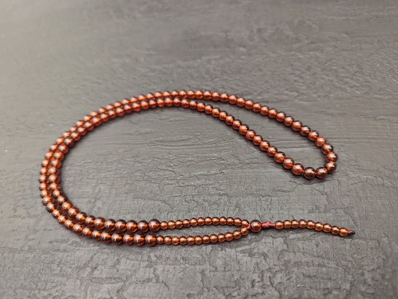 Spessartine mala prayer necklace rosary natural orange garnet gemstone 108 beads - สร้อยคอ - เครื่องเพชรพลอย สีส้ม