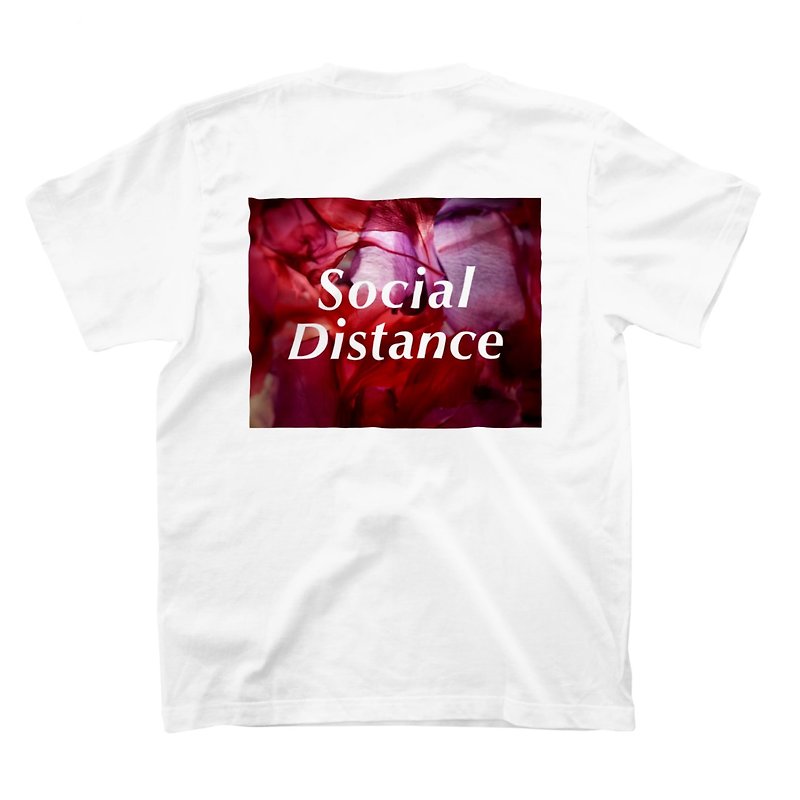 Social Distance 背面プリントTシャツ フローラル - T 恤 - 棉．麻 白色