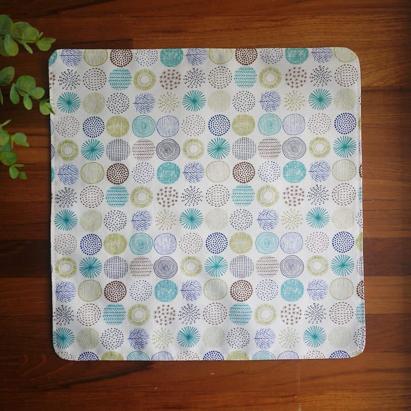 Limited customized version = double yarn handkerchief = hand-painted style = tree circle - Handkerchiefs & Pocket Squares - Cotton & Hemp Green