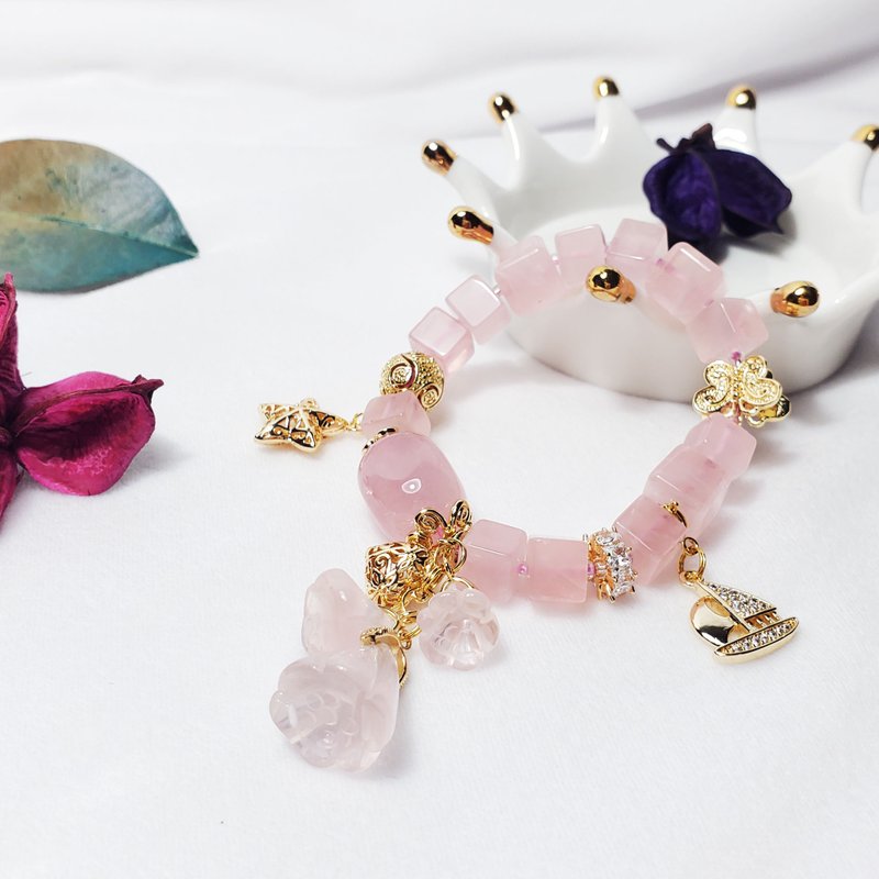 星光粉晶 魔方 好事蓮蓮 吉星高照 一帆風順 手鍊 單品 禮物 - 手鍊/手環 - 寶石 粉紅色