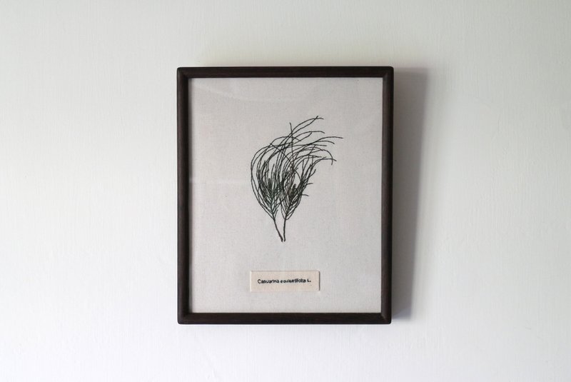 Hand embroidery paintings/ plant specimens - Linen - Posters - Thread Green