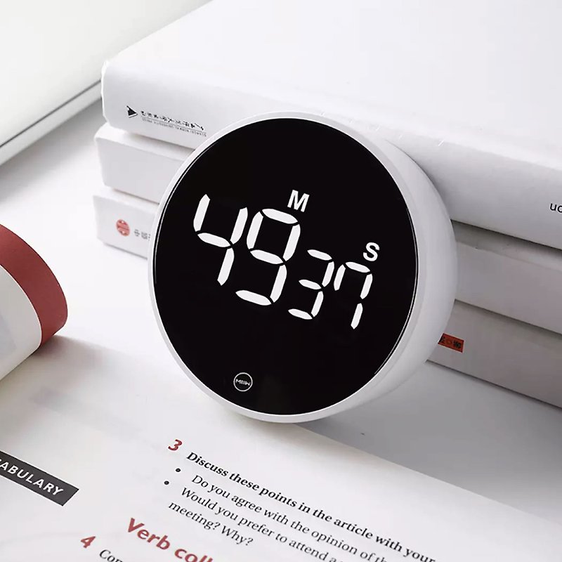 【米物】Enjoy the Rotary Timer | LED Digital Display | Positive and Negative Timing - นาฬิกา - วัสดุอื่นๆ ขาว