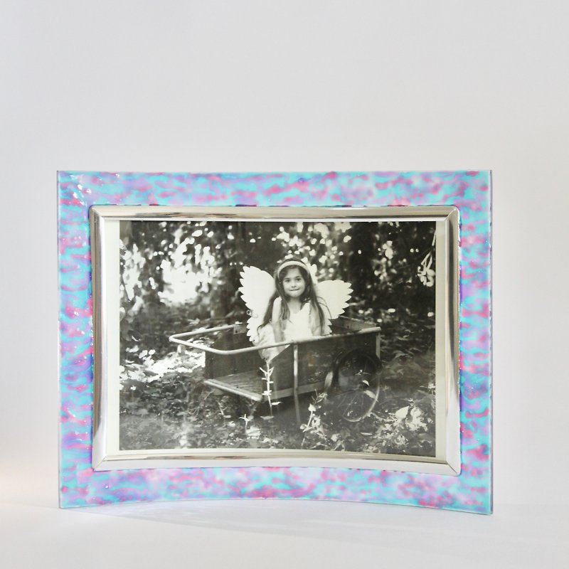 Abstract Turquoise Purple Pink Handmade Stained Glass Art Picture Frame - กรอบรูป - แก้ว หลากหลายสี