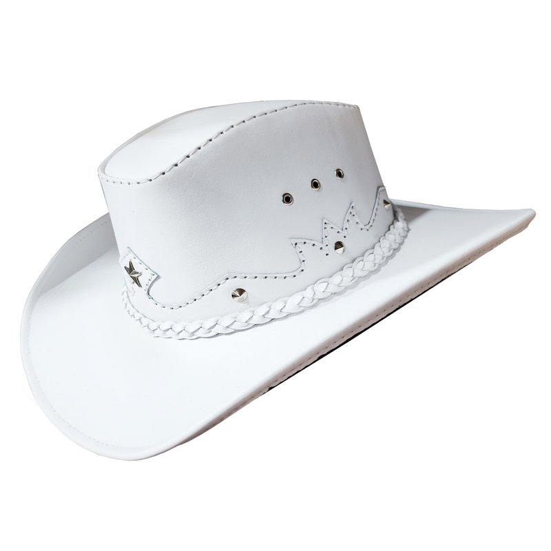 Texas Western Icon Cowboy White Leather Hat - Hats & Caps - Genuine Leather White