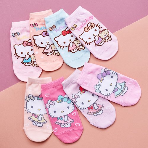 ONEDER旺達棉品 【ONEDER旺達】三麗鷗直版襪 Hello Kitty凱蒂短襪 台灣製童襪