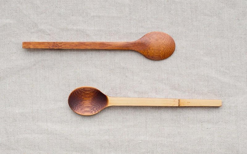 Small bamboo spoon wipe lacquer raw lacquer (brown) - Chopsticks - Wood Brown