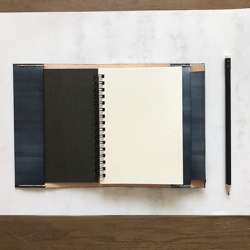 Leather book cover│MUJI A6 size│Reading page design│Ink blue - Notebooks & Journals - Genuine Leather Green