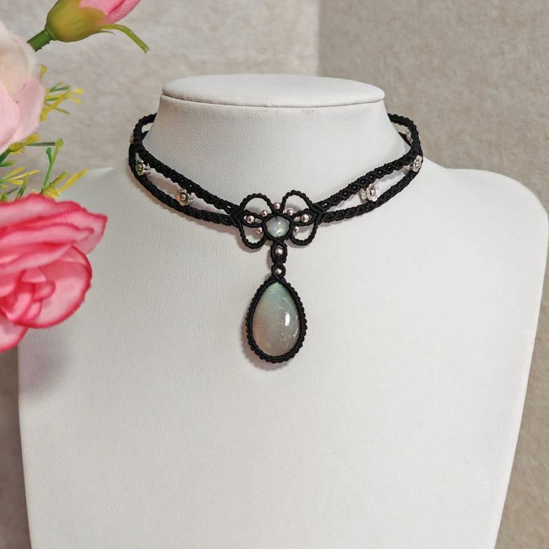 拉長石項鏈 - 鎖骨鍊 - 半寶石 藍色