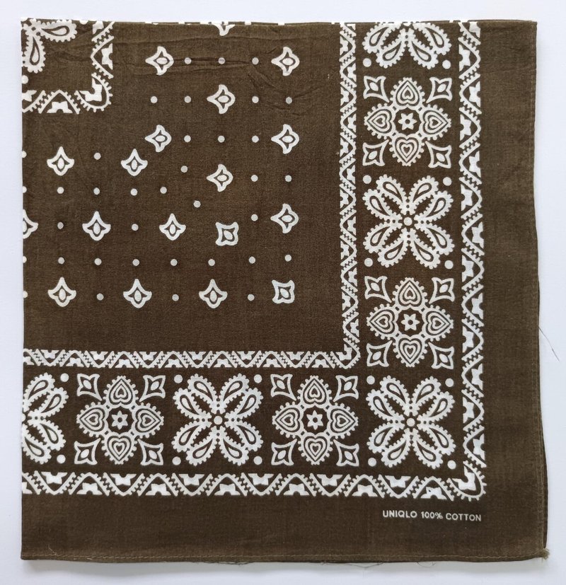 Brown Paisley Bandana, 20 x 20 inches, 100 Cotton, Holiday Gifts - 絲巾 - 棉．麻 咖啡色