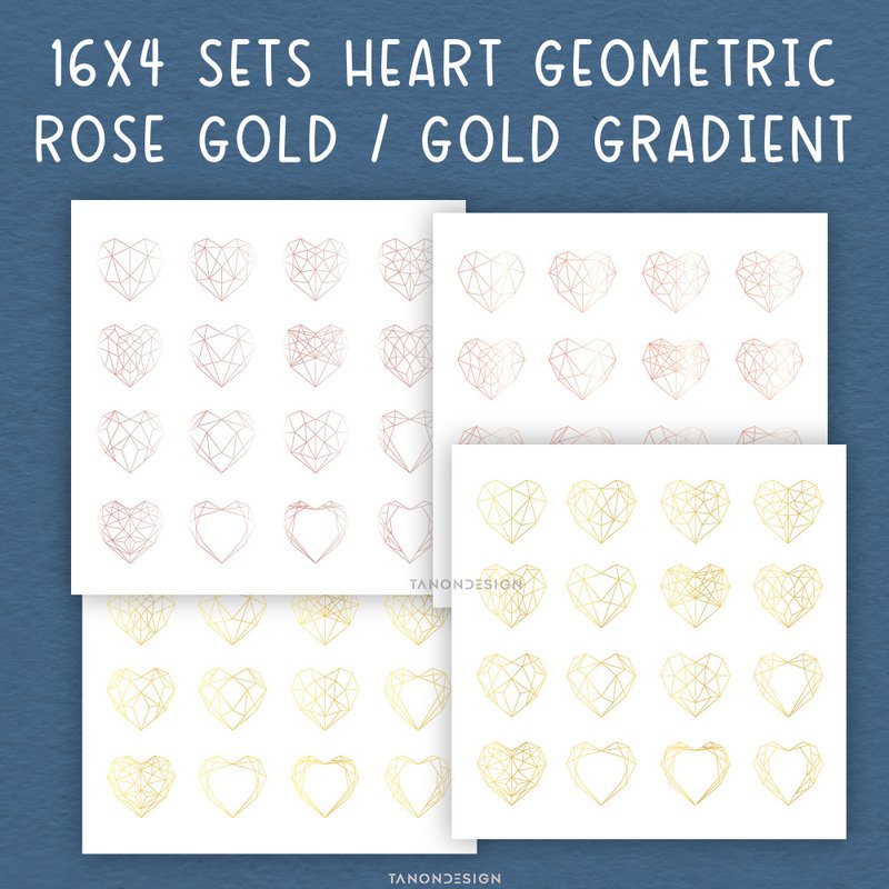 Rose Gold Geometric Heart Vector vector - 電子似顏繪/繪畫/插畫 - 其他材質 