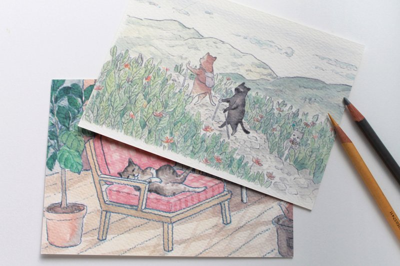 [Traveling/lazy] 5x7 large-size postcards/original postcards/cards/small paintings - Cards & Postcards - Paper 