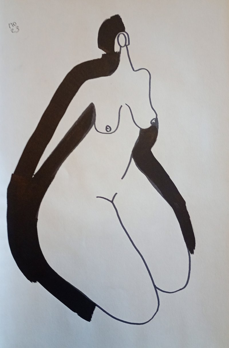 ヌード抽象画 - 芸術的な座像、モダンな壁アート、ユニークなギフト - ショップ Shop of Erotic Art by Pablo Poe ポスター・絵 - Pinkoi