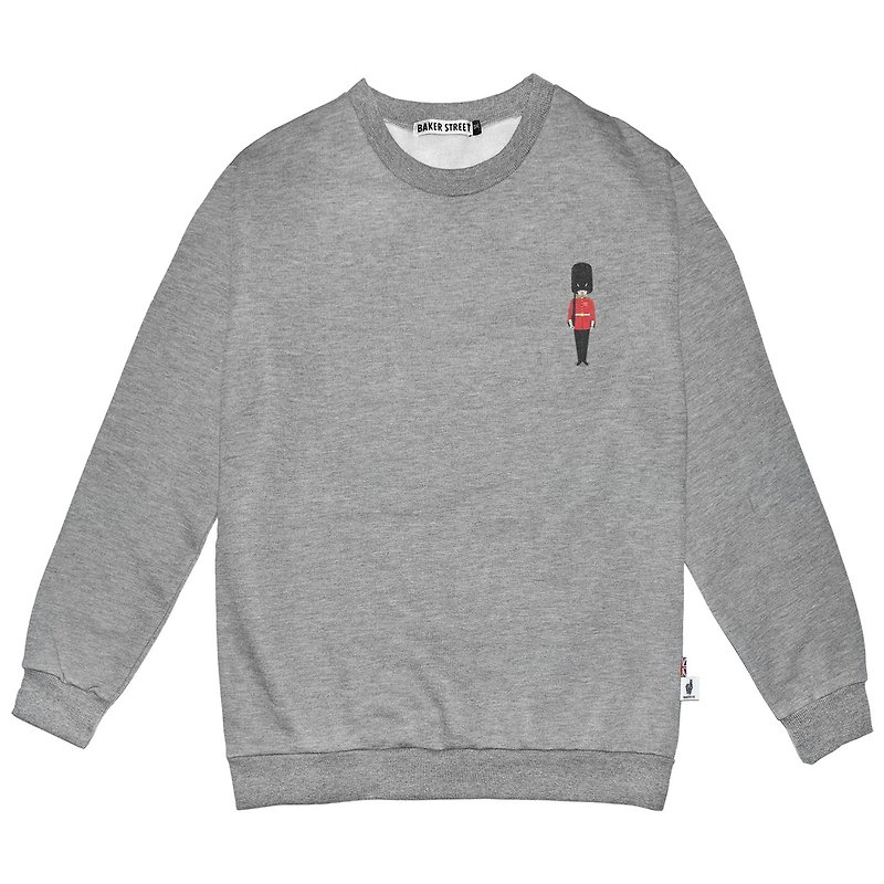 British Fashion Brand -Baker Street- Little Stamp:Grenadier Guard Sweatshirt - เสื้อฮู้ด - ผ้าฝ้าย/ผ้าลินิน สีเทา