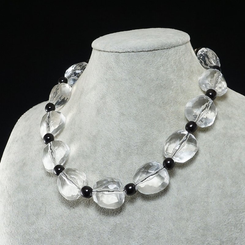 Clear Necklace Large Beaded Black and White Transparent Necklace Woman Jewelry - 項鍊 - 其他材質 透明