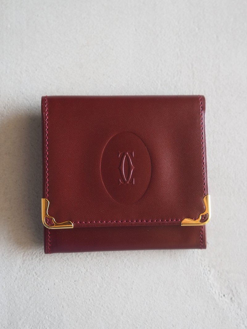 Cartier カルティエ マストライン コインケース ボルドー レザー ヴィンテージ - 零錢包/小錢包 - 真皮 紅色