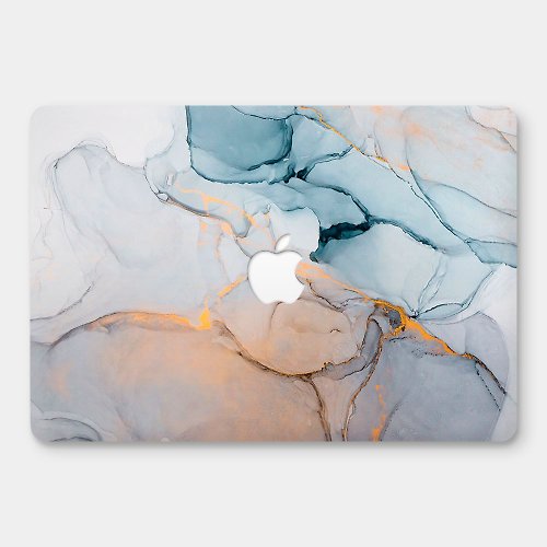 PIXO.STYLE 藍粉仿金邊大理石 MacBook 超輕薄防刮保護殼 RS912