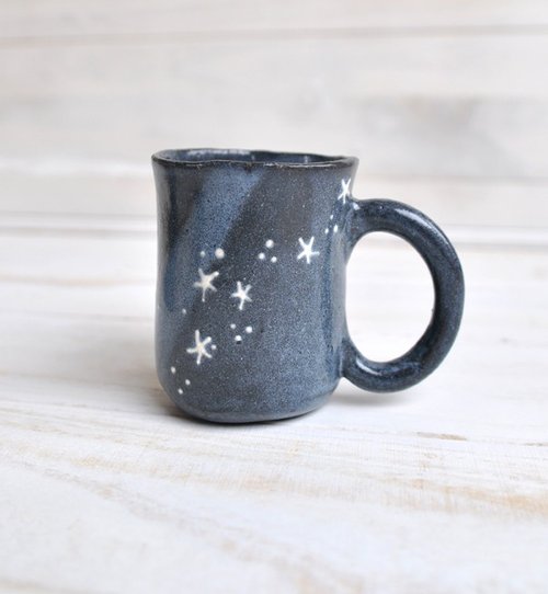 It is a mug with a starry sky pattern