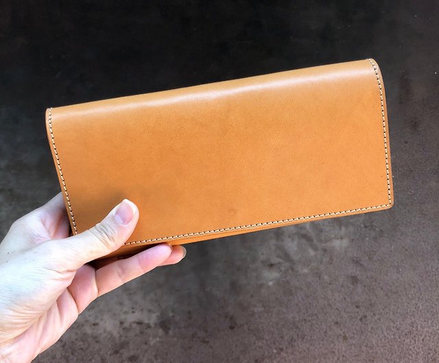 Classic Half Fold Long Clip/Wallet Color:Yellow Brown Vegetable Tanned Cow  Leather - Shop totally-handmade Wallets - Pinkoi