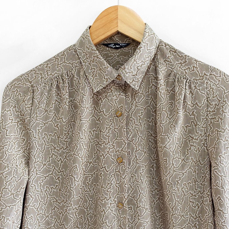 │Slowly│Forest - Vintage blouse │vintage. Retro. Literature. Made in Japan - เสื้อเชิ้ตผู้หญิง - เส้นใยสังเคราะห์ หลากหลายสี