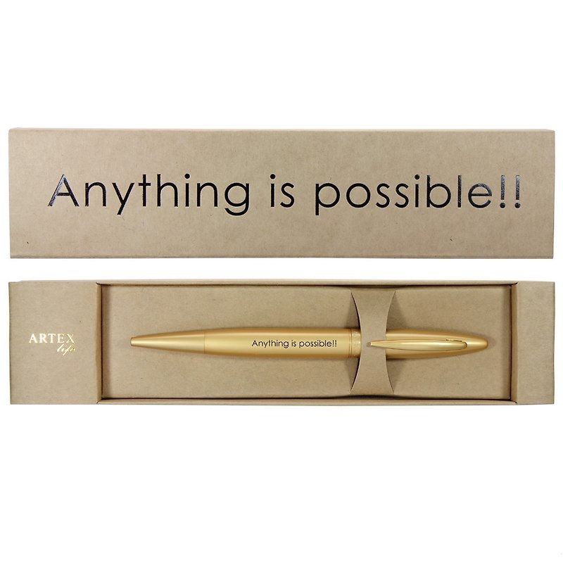 (with lettering) ARTEX life happy neutral steel ball pens Possible - Rollerball Pens - Copper & Brass Gold