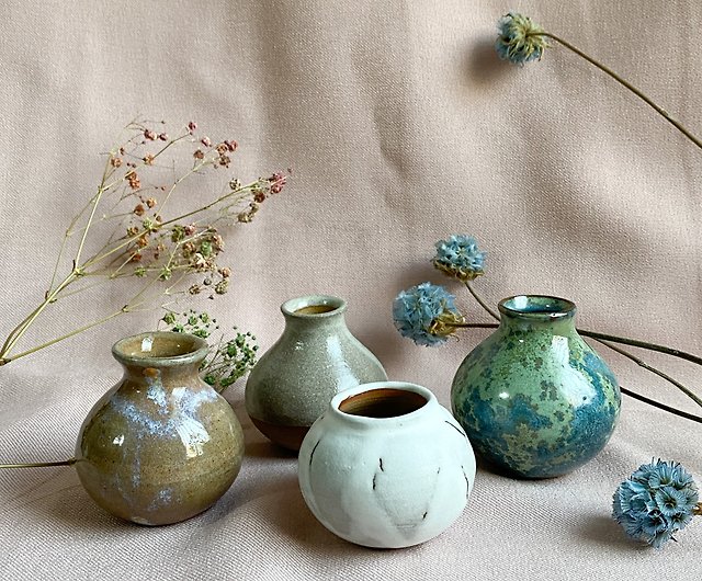 手作り陶器5〜6.5cmミニ花瓶フラワー-シングルセール/卒業ギフト - ショップ ツーもち-陶磁器 花瓶・植木鉢 - Pinkoi