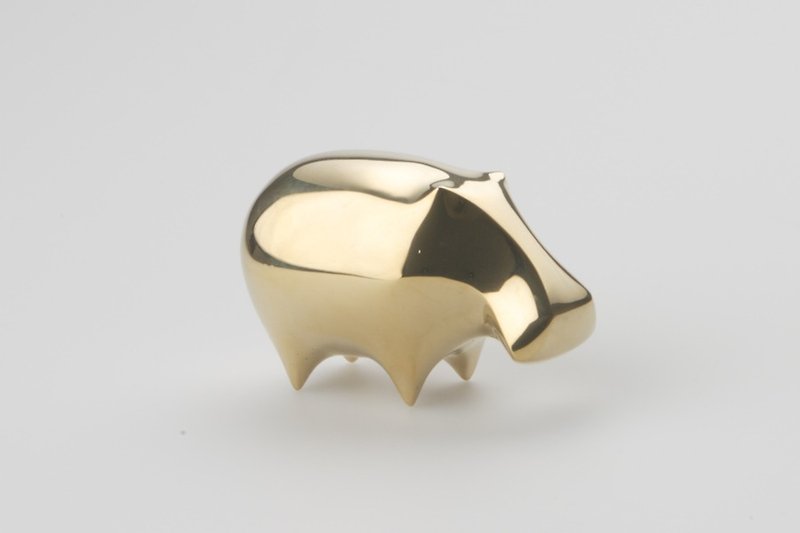 Bronze Heart Unwanted Animal Decoration-Hippo - ของวางตกแต่ง - ทองแดงทองเหลือง สีทอง