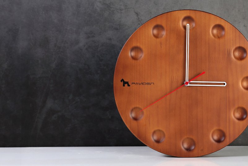 Stardust timepiece round (white/orange/brown) 30cm X 30cm - Clocks - Wood 
