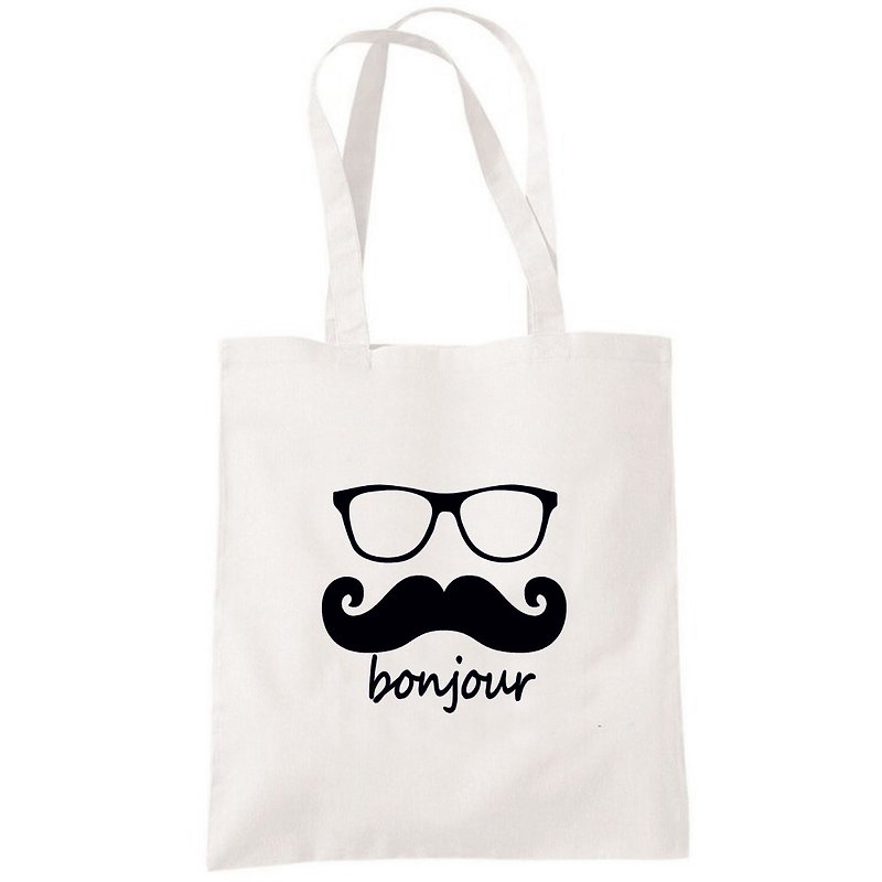 bonjour tote bag - กระเป๋าถือ - วัสดุอื่นๆ ขาว