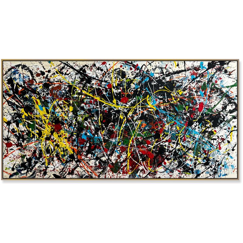 Jackson Pollock Inspired Large Wall Decor Vibrant Abstract Modern Splatter Art - 壁貼/牆壁裝飾 - 壓克力 多色