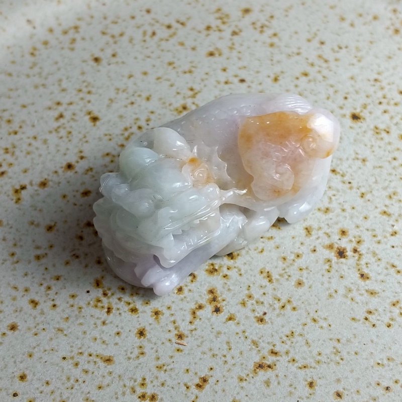 J0129天然翡翠A貨 . 細糯三彩撒金貔貅.招財.擺件. - 擺飾/家飾品 - 玉石 