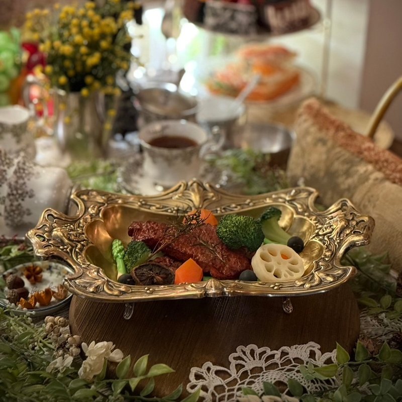 French Art nouveau style banquet Bronze serving plate - Plates & Trays - Copper & Brass Gold