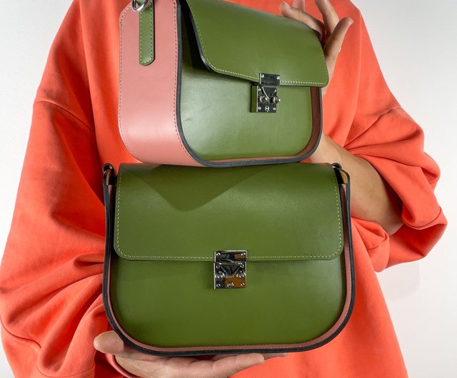 Saw this on @6pm!  Bags, Green leather handbag, Leather saddle bags