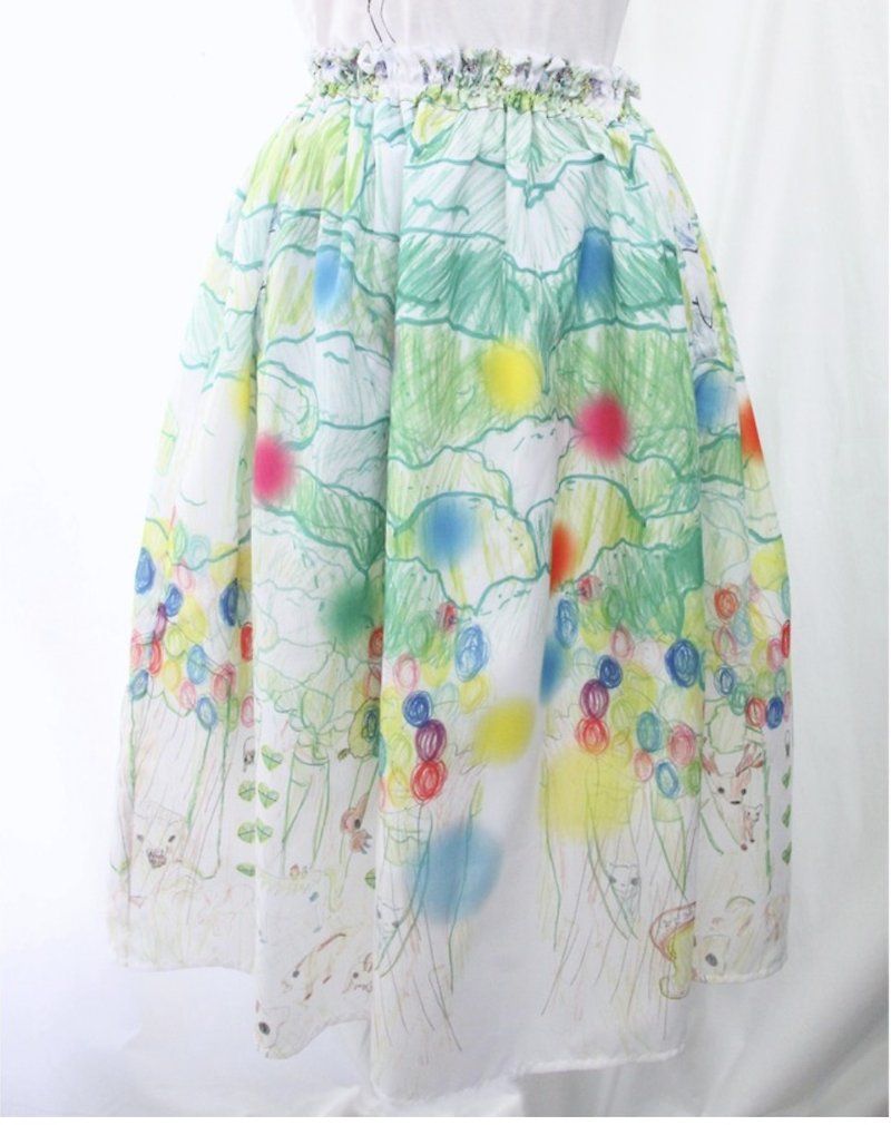 Peace Art Skirt - กระโปรง - เส้นใยสังเคราะห์ สีเขียว