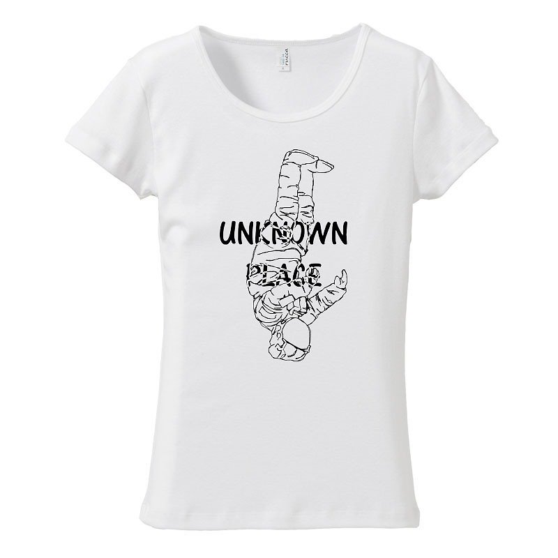 [Women's T-shirt] Unknown place (Black & Chrome) - เสื้อยืดผู้หญิง - ผ้าฝ้าย/ผ้าลินิน ขาว