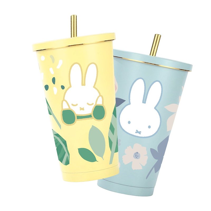 Authorized by Miffy | Miffy Spring Garden Straw Cup (Yellow/Blue) - Pitchers - Stainless Steel 