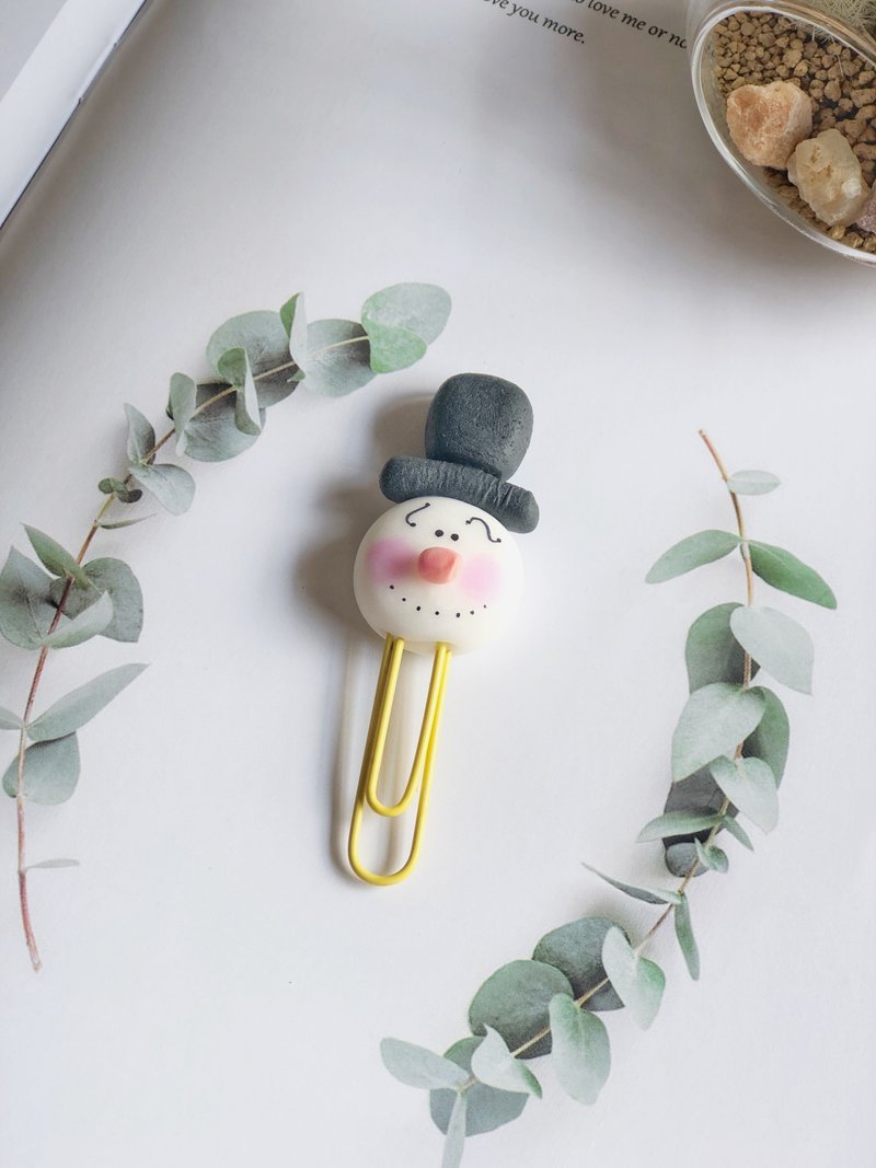 聖誕節限定款-雪人造型書籤/資料夾 - 書籤 - 黏土 